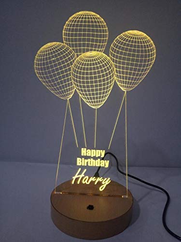 Wooden Base Personalised Customised 3D Illusion Lamp with Name and Tagline, Product for All